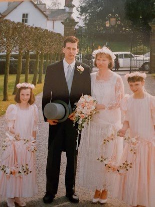 Elizabeth and Caroline as bridesmaids 1991