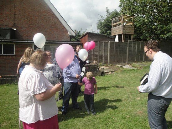 Releasing ballons with the family in memory of you