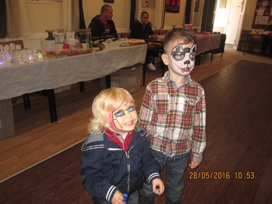 Hunter and Kade having had their face painted
