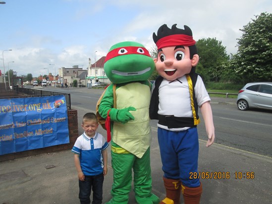 Brayden with Raphael Ninja Turtle and Jake