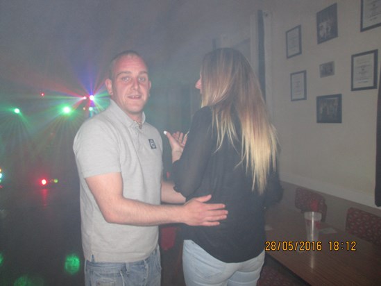 Beezy's grandson Scott with his girlfriend Lee at the Memorial disco