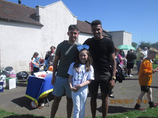 Football tournament 2017. Beezy's great grand daughter with Nathan (Fash) Austin and Shaun Byrne