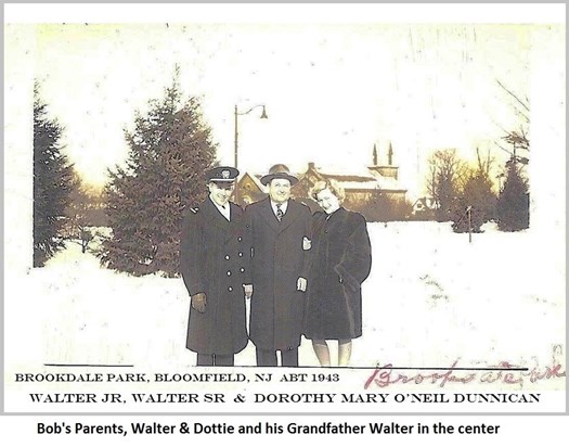Bob's parents Walter & Dottie with his Grandfather in the center, home from Annapolis for Christmas