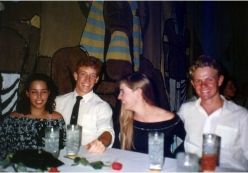 Mark, Pippa, Angus and his date at one of the Falcon dances in our final year