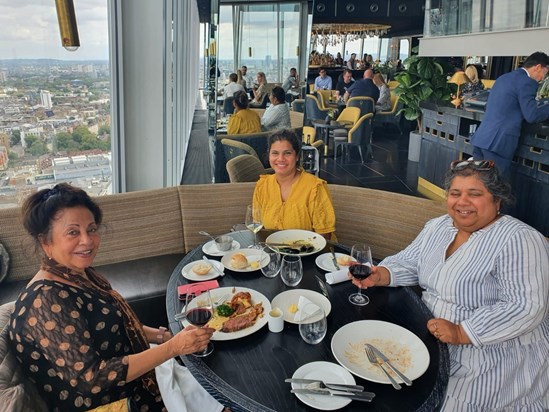 Charmaine and Cherie Afonso with Lola at the Shard
