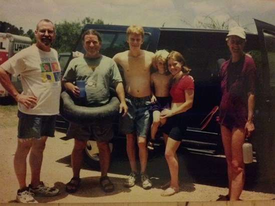 Dale & the family before a tubing adventure