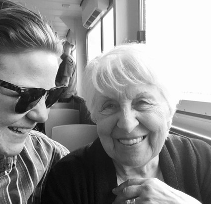 Mum and Luke on a boat trip 