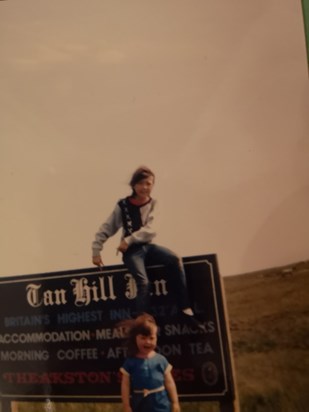 Kirsty and Kimmie playing out at Tan Hill. Early years.