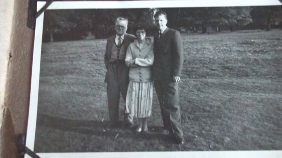 Mum, In the back garden at Surrey grove with Dad and Granddad 