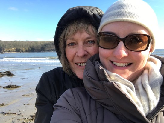 Jill and Juliette - selfie on the beach in Salcombe - 2018