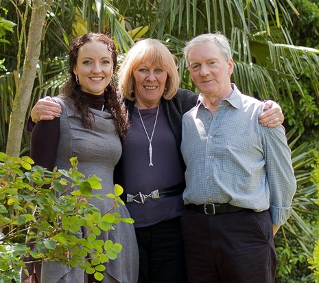 Juliette, Jill and Rick in the garden at Thornbirds - 2012