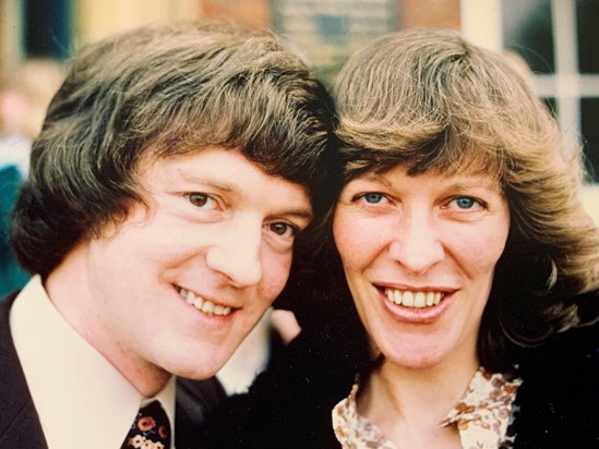 Rick and Jill - wedding day at Brentwood Registry Office, 3 March 1978