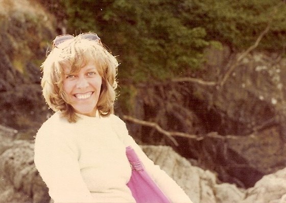 Jill on the beach at Salcombe - 1982