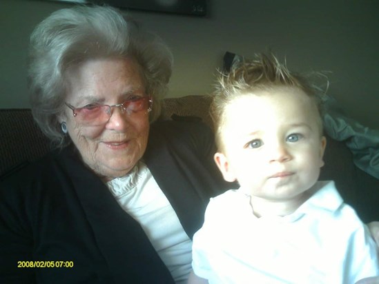 Dylan with Great Grandma.  X