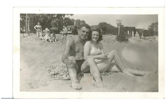 Joe and Alice on beach in Michigan