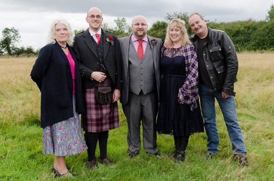 Rosemary at Kirk & my wedding 2014, with Sarah & Richard Barker.