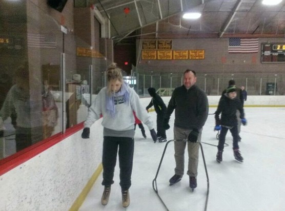 Michael & Emma Ice skating at Bennington Ice Rink, Vermont 2015