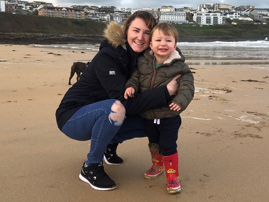 Mummy and Theo on holiday in Cornwall Nov 2019