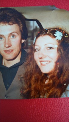 sue and tony on their wedding day