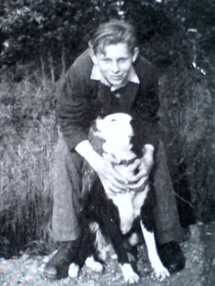 Dad aged about 14 & collie dog