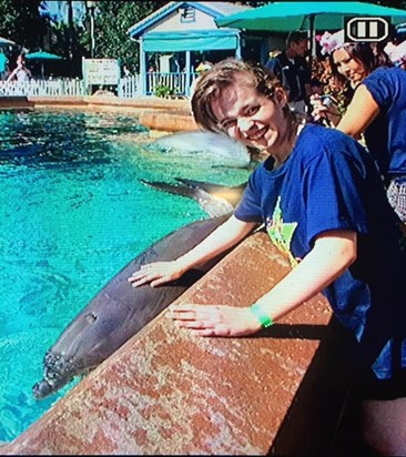 Bekah when she went swimming with dolphins 