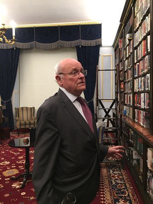 Terry sharing the library of books at his club in London, 2018.