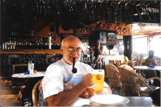 John looking quite content in a bar somewhere in Greece!