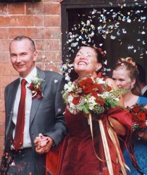 Cathy, Peter and bridesmaid Hannah - wedding 2001
