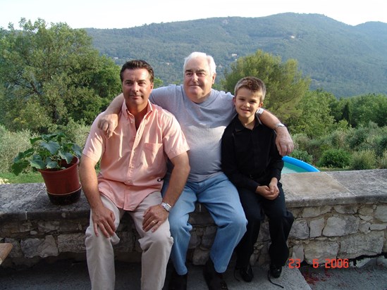 Dad, son, grandson. Tony, Clive and Daniel south of France 2006
