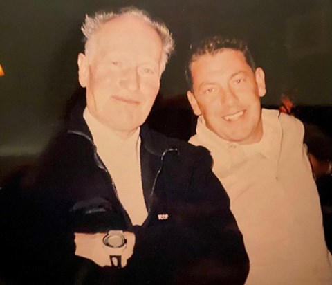 Dad with his nephew Pat, enjoying a good time at the St Johns Tavern in the Archway many years ago. X