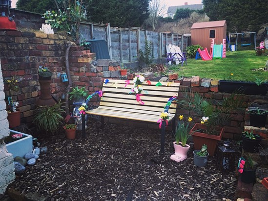 Emica’s memorial garden at auntie sammi’s. It will be a bold and bright as you were 🌈