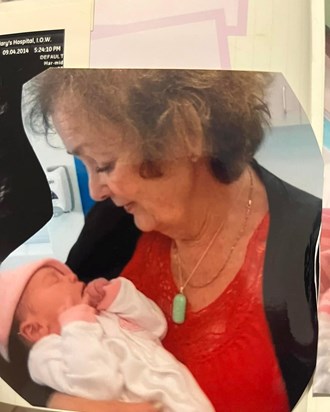 Mum holding baby Emily for the first time 