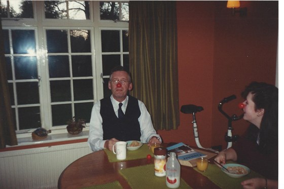 The very first Red Nose Day in March 1985!  Everyone had to wear one!