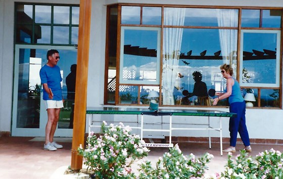 Mum and John playing table tennis in Tenerife