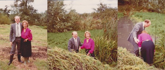 David 1983 in pond with Viv's mum