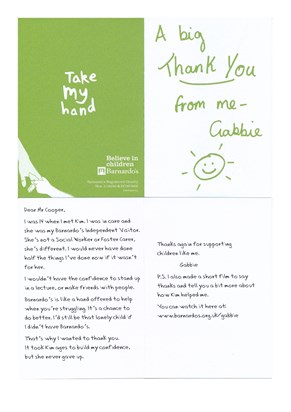 Barnardos Thank You Card