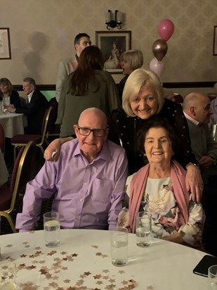 Mum with me and Jim at her 100th birthday party