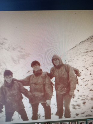 Dad on the right hiking