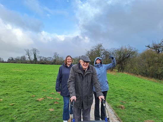 A very wet walk in the Cotswolds with two of his lovely daughters