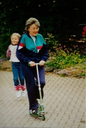 Sophia & Sybil, with Sophia’s Scooter