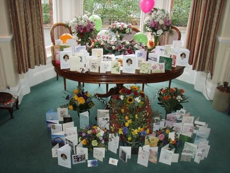 Cards and floral tributes  and condolences received
