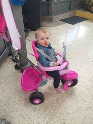 Molly on her cool, pink tricycle! 2014