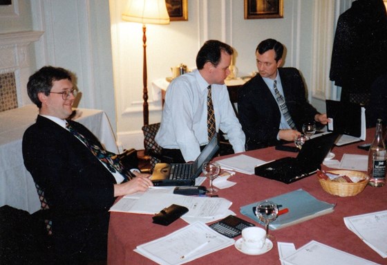 Guy at a meeting of the CABS Line of Business in early 1998 with Ben and Brett