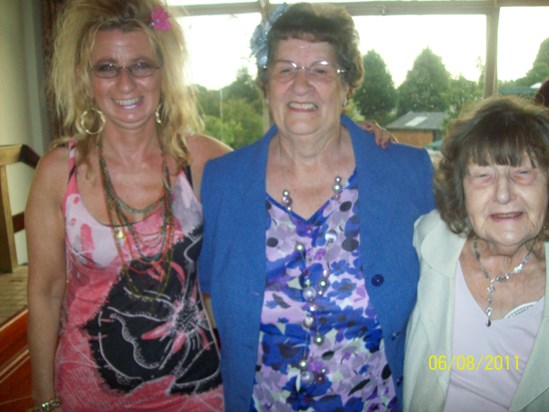 At a Wedding Reception. Michelle, Edna's sister Pat & Edna 