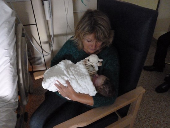 Nanna Wendy's first cuddle with Summer Ruby