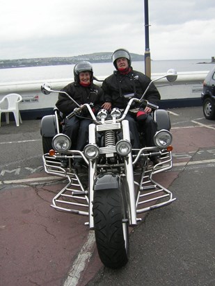 Riding round the IOM track with dad on a trike when she was 84!