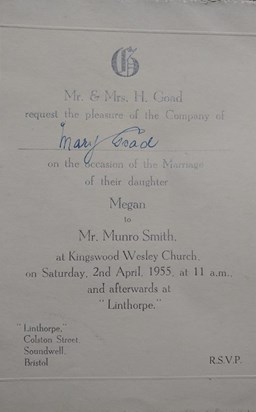 Wedding invitation - thanks Lyn