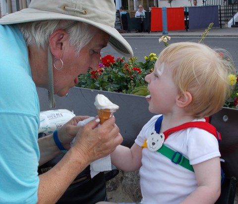 Mum and our beloved little Adam sharing a melty ice-cream on Weymouth sea front.
