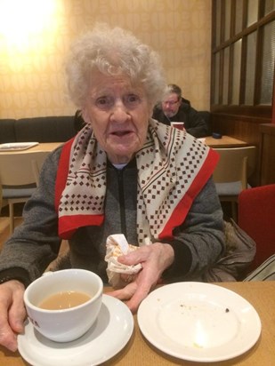 Mum enjoying Costa coffee