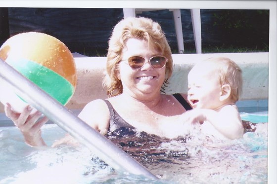 Grandma & baby Tyler at pool